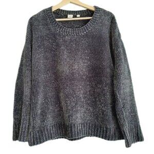 GAP Chenille Crewneck Sweater Soft Relaxed Fit Grey Sz M